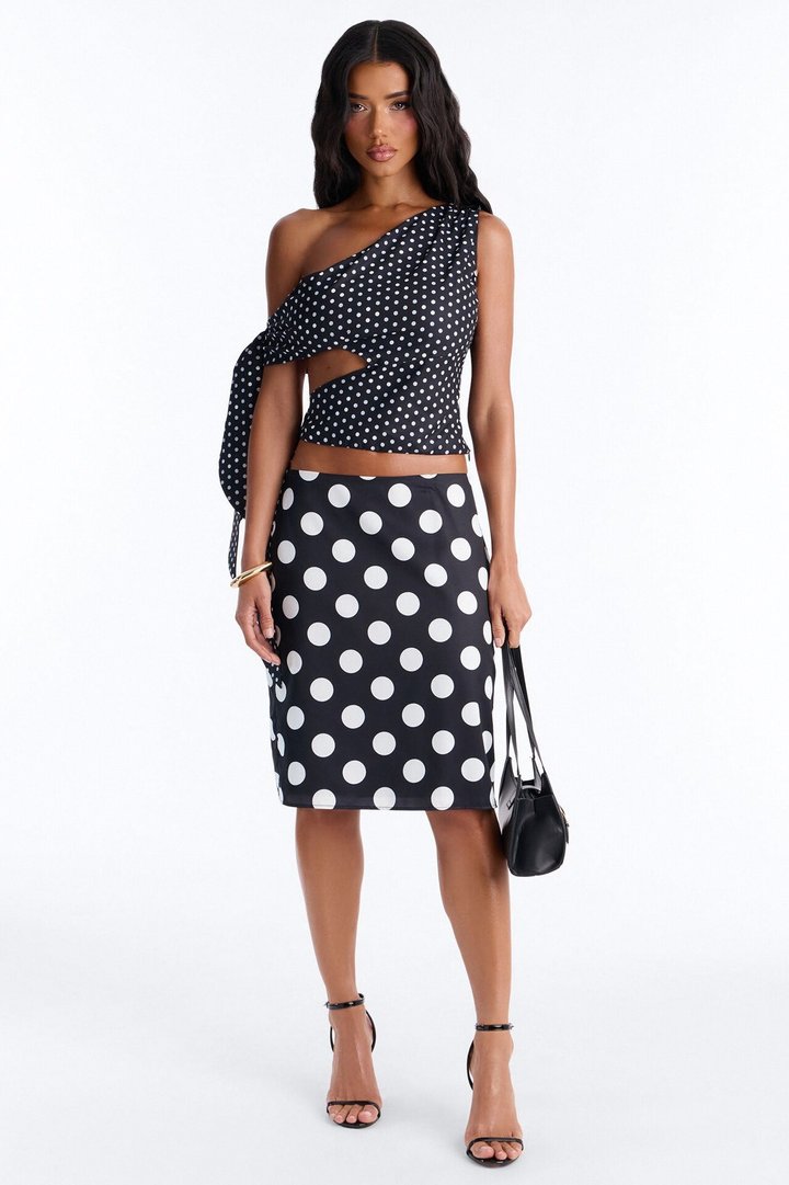 Penny Polka Dot Skirt Set - Black/White