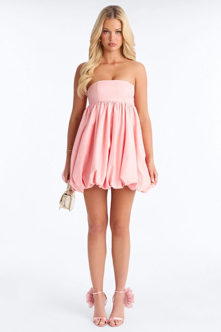 Peach Parfait Bubble Mini Dress - Peach