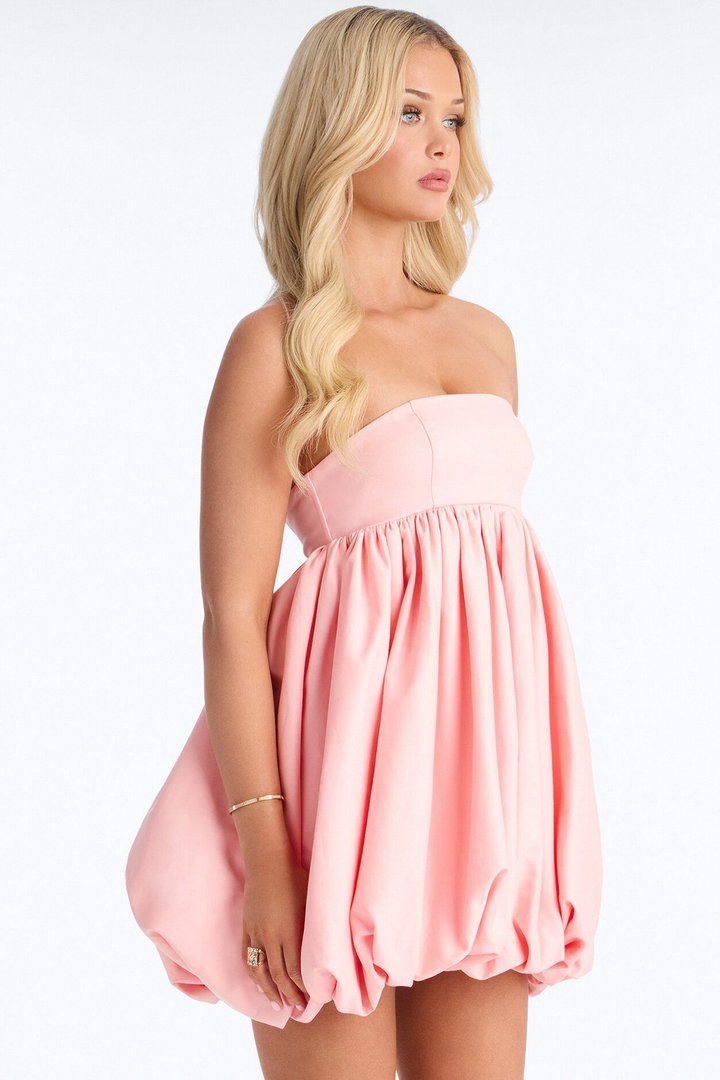 Peach Parfait Bubble Mini Dress - Peach