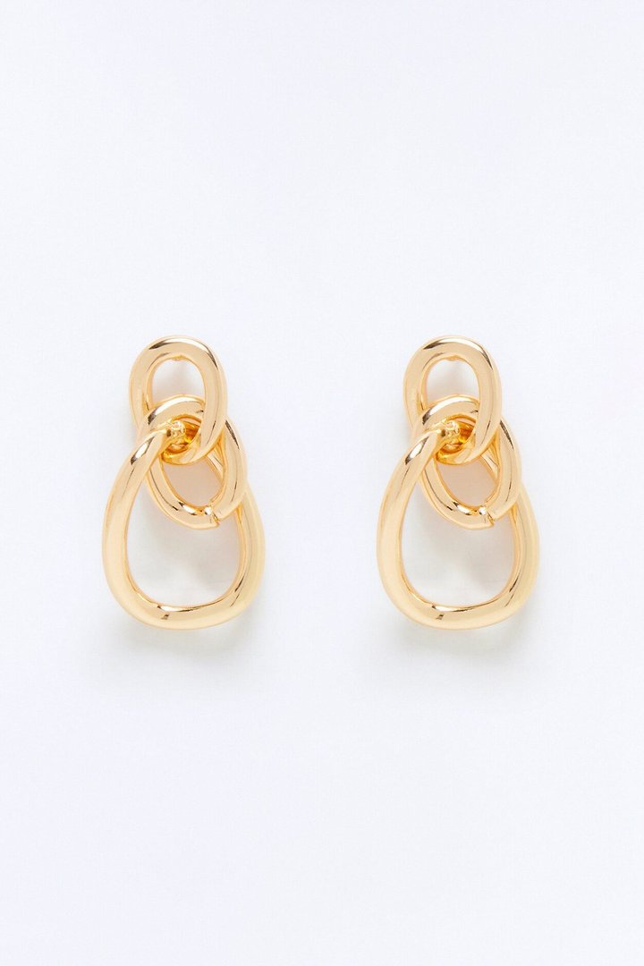 Lowered Chain Hardware Drop Earrings - Gold