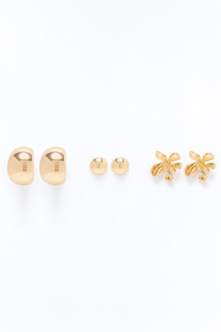 Floral Daze 3 Pair Earring Set - Gold