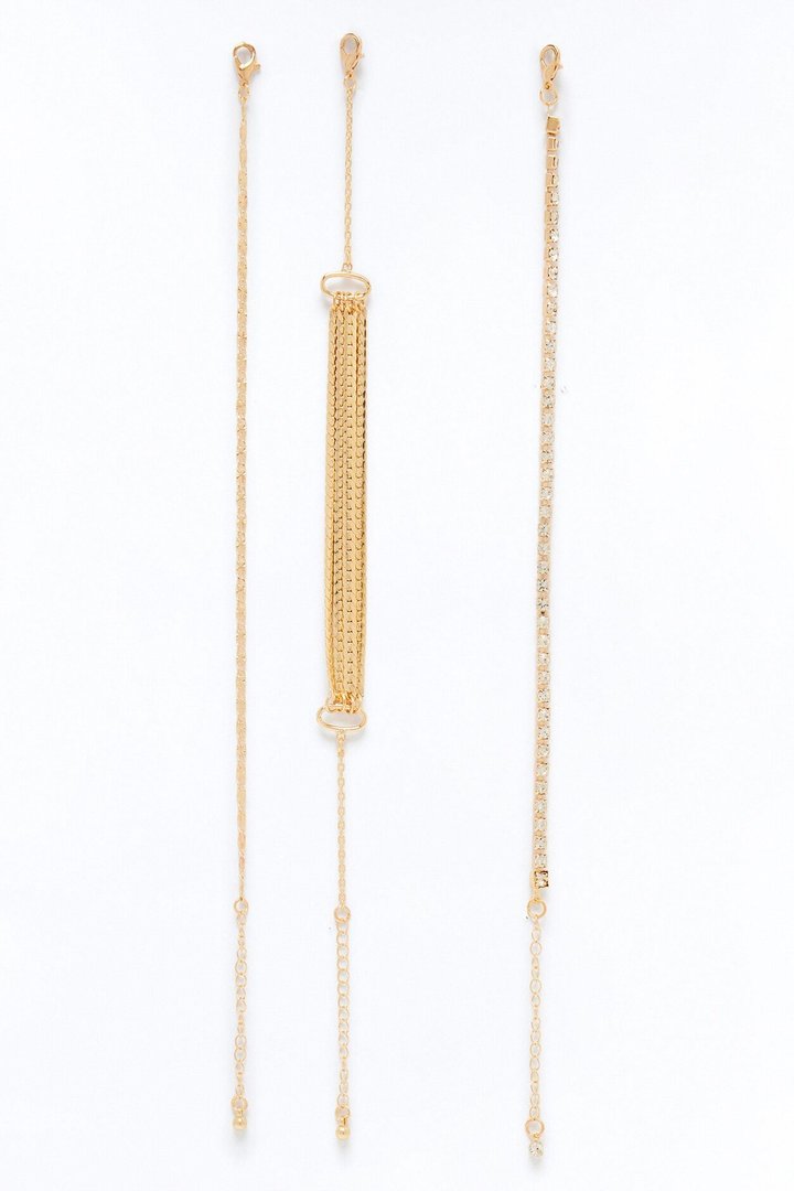 Places I've Never Been 3 Piece Anklet Set - Gold