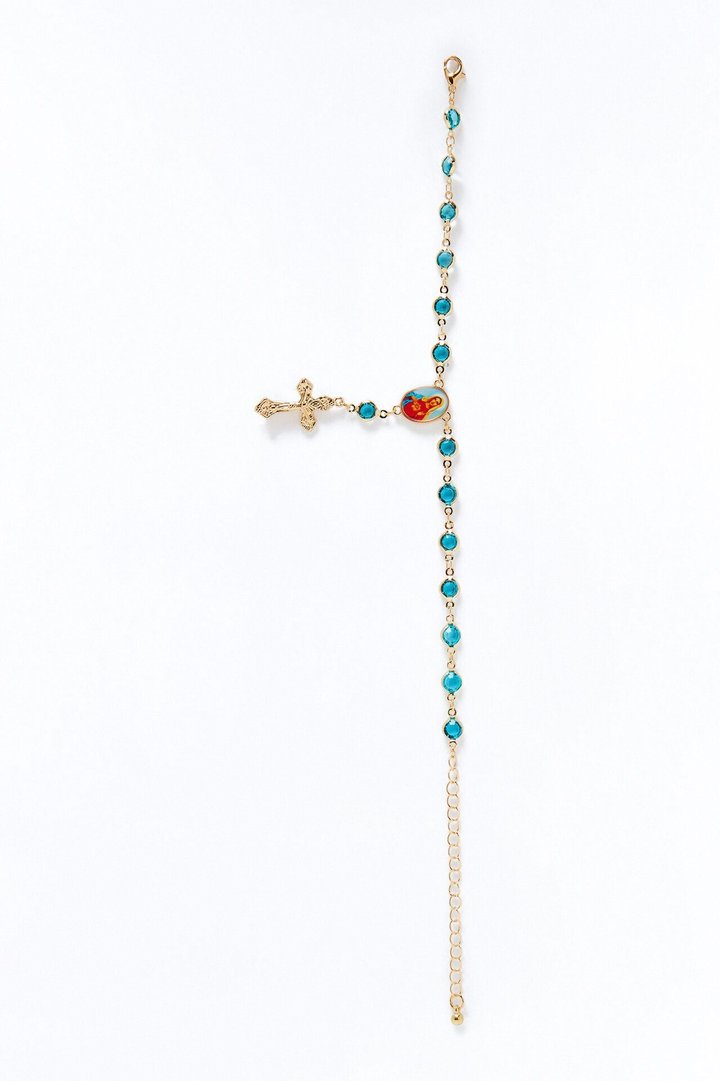 Cross My Soles Anklet - Gold/Blue