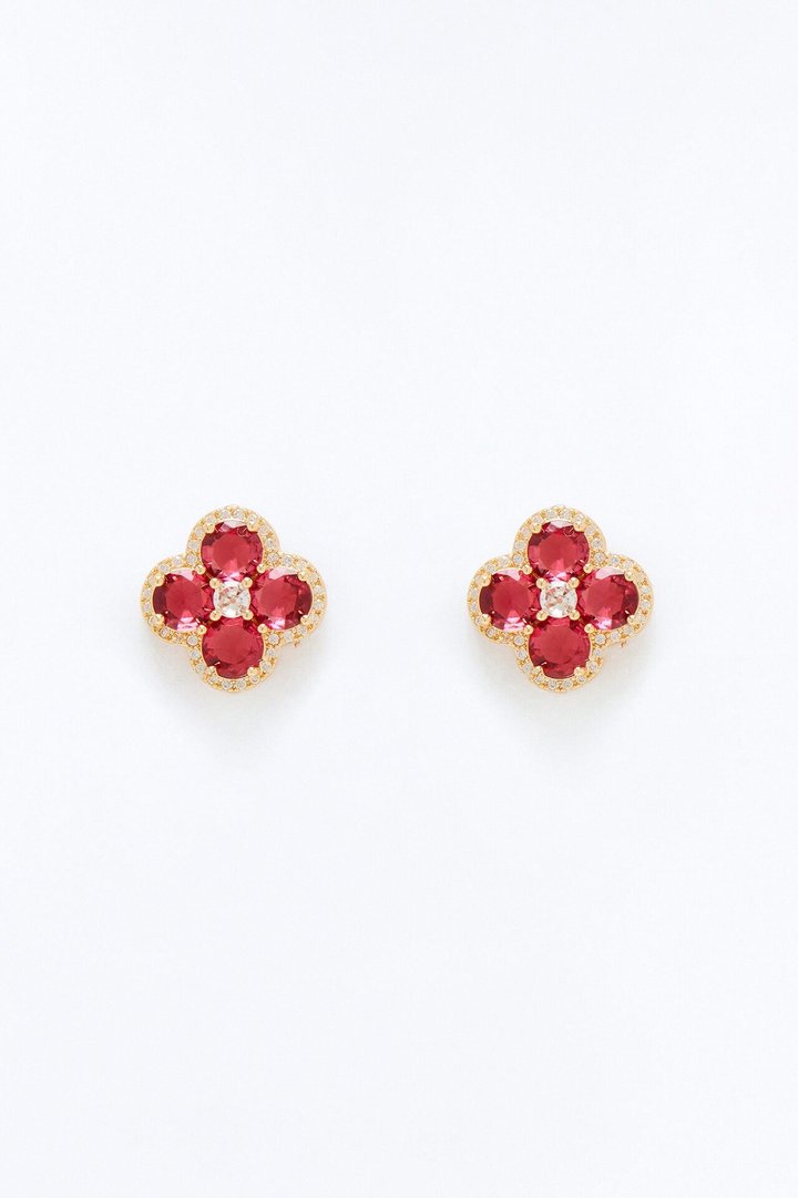 Soft Clover Earrings - Gold/Pink