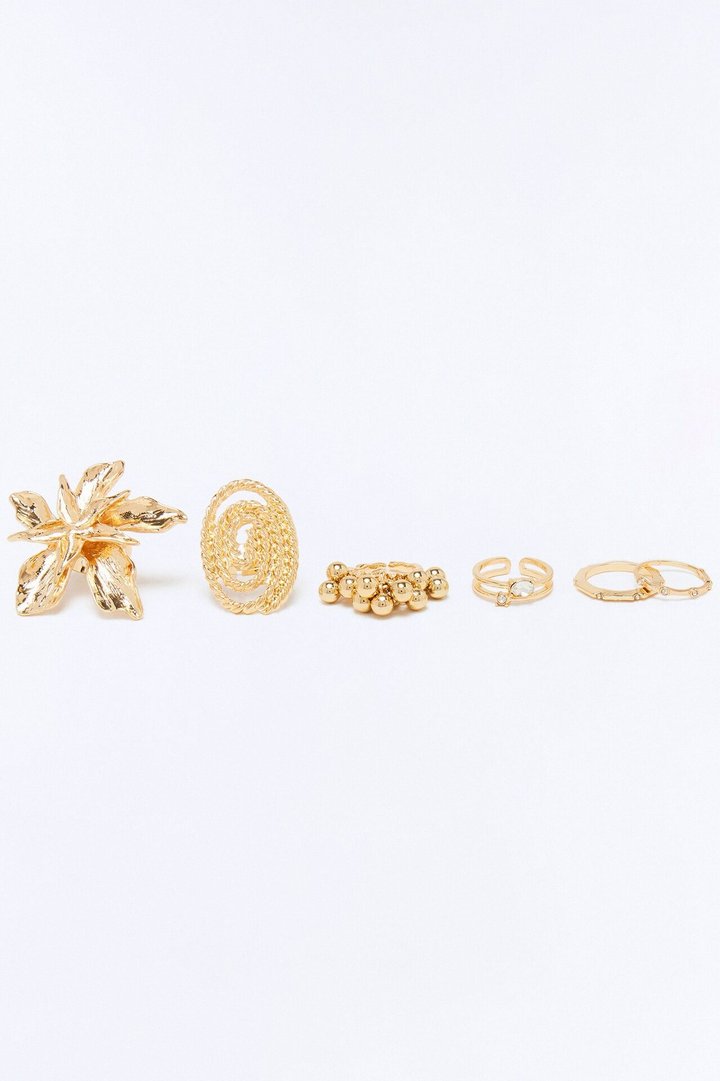 Lucent Dreams 6 Piece Ring Set - Gold