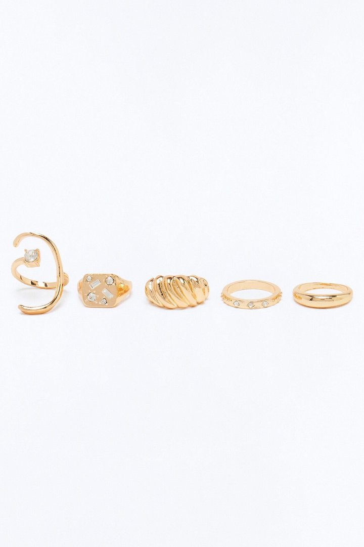 Dare Me 5 Piece Ring Set - Gold