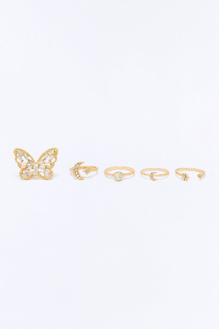 Butterfly Fly Away Multi Ring Set - Gold