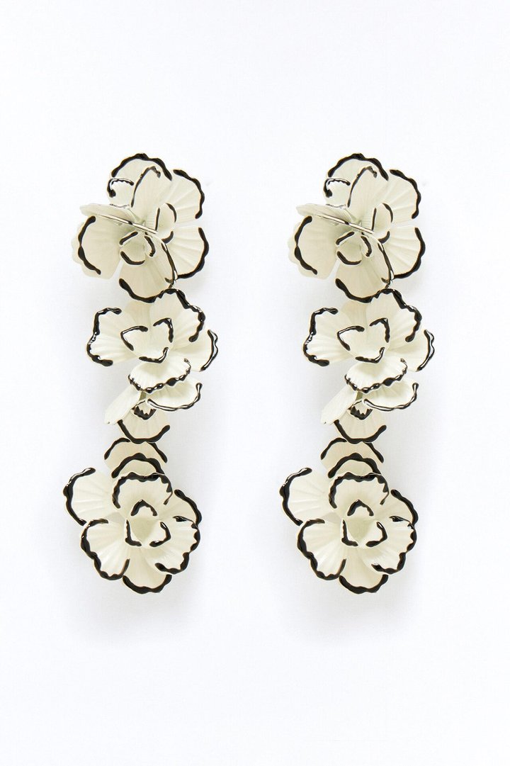 Chic Garden Drop Earrings - White/Black