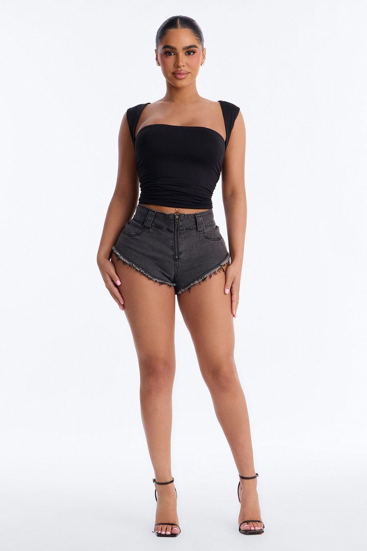 Day Rides Micro Denim Shorts - Black