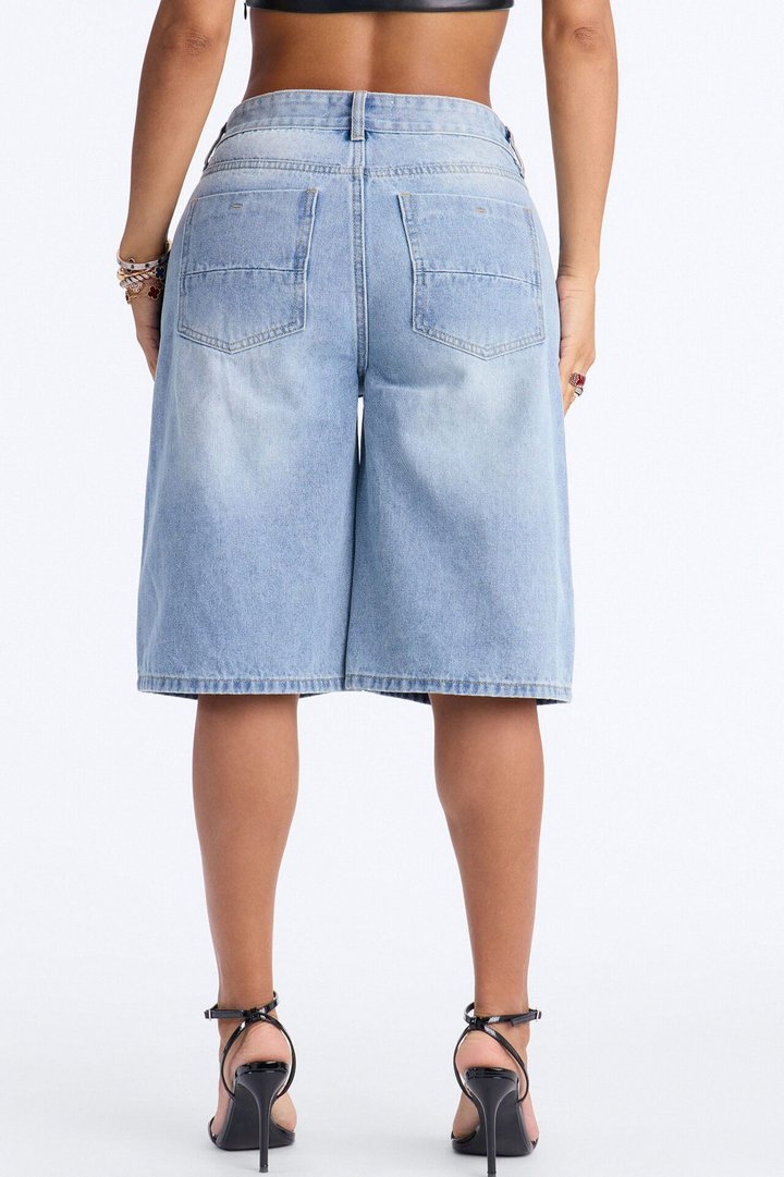 Basic Tinted Denim Jorts - Light Wash