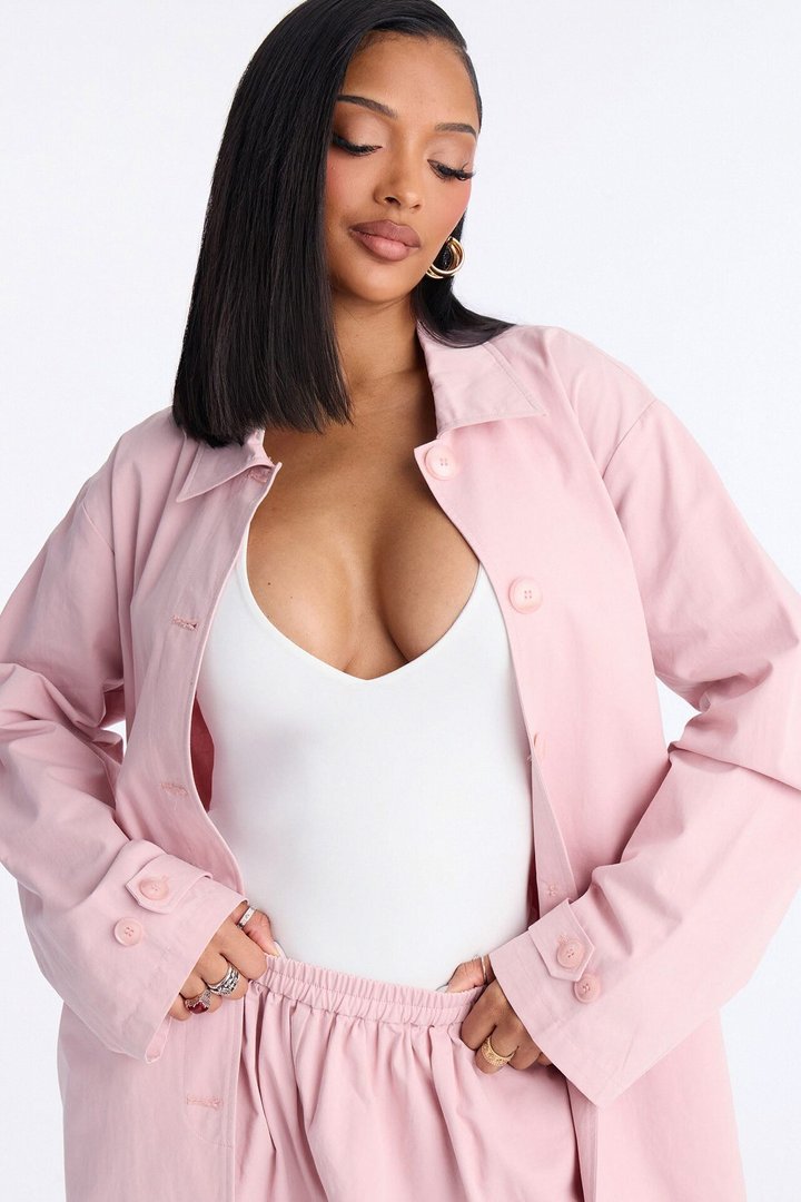 Down The Street Trench Coat Balloon Pant Set - Mauve