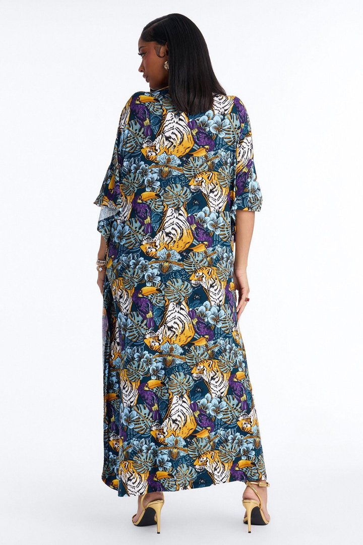 Mirage Pool Sequins Cover Up Maxi Kaftan - Blue/combo