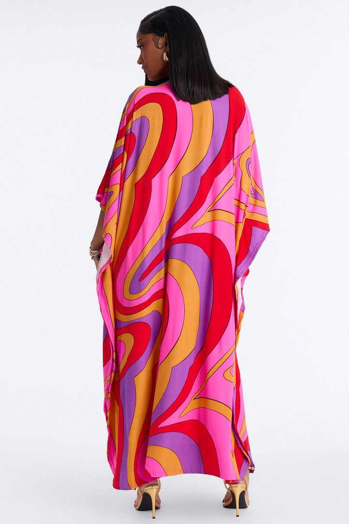 Mirage Pool Sequins Cover Up Maxi Kaftan - Hot Pink/combo