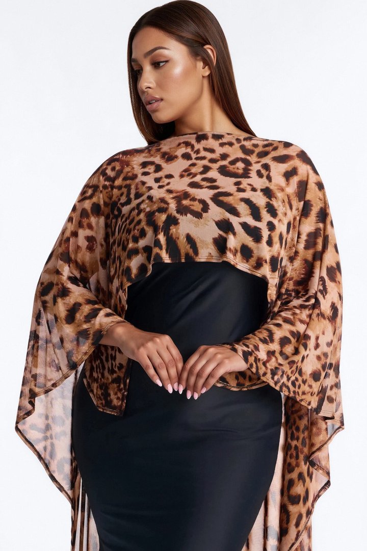 Sweet Confidence Cape Maxi Dress - Black/combo