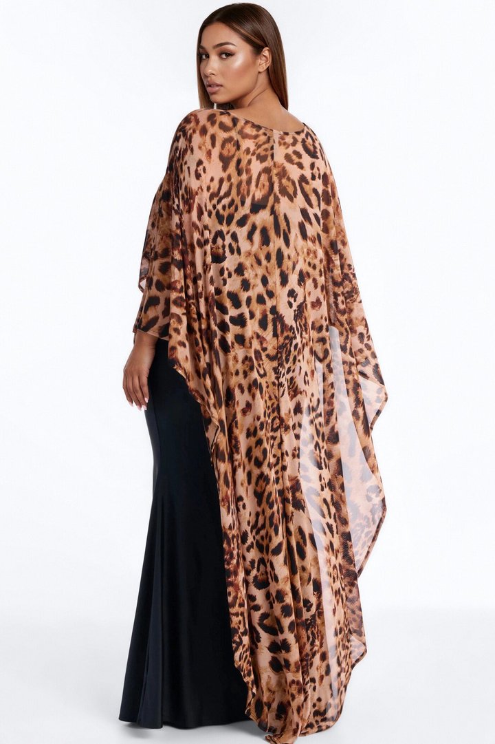 Sweet Confidence Cape Maxi Dress - Black/combo