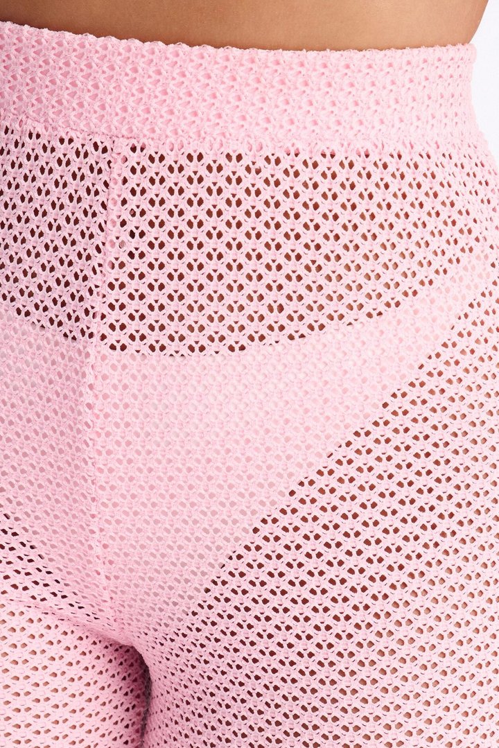 Warm Breeze Fishnet Swim Cover Up Pants - Pink