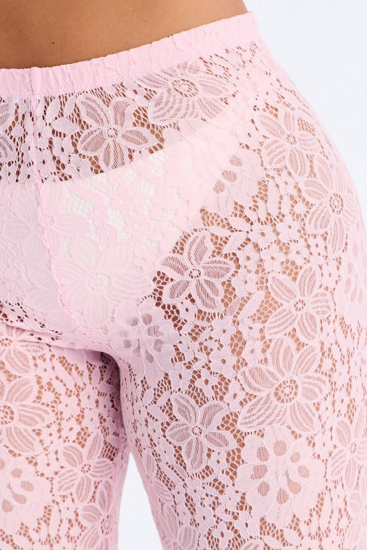 Keeping It Lacey Swim Lace Cover Up Pants - Pink
