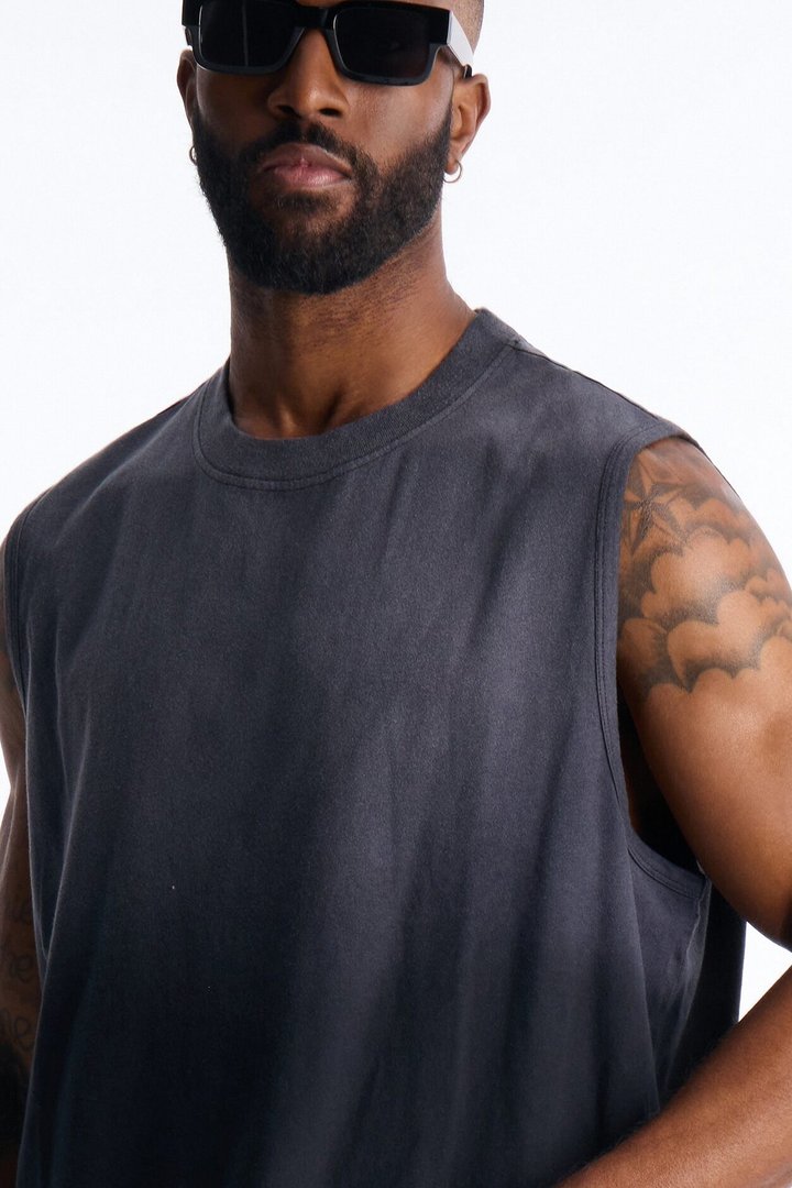 Washed Muscle Tee - Black