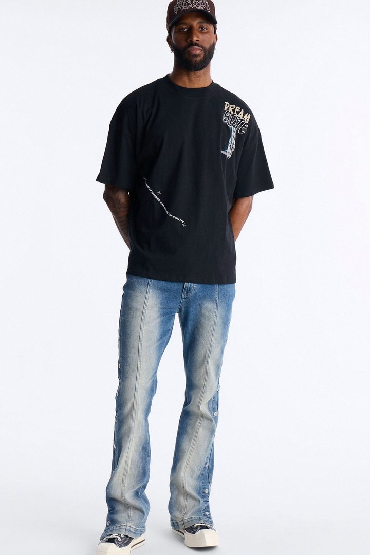Dream State Boxy Short Sleeve Tee - Black
