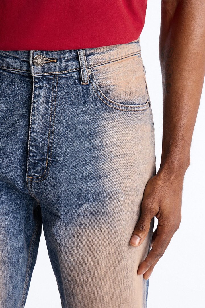 Stacked Slim Flare Easy Going Slit Jean - Medium Blue Wash