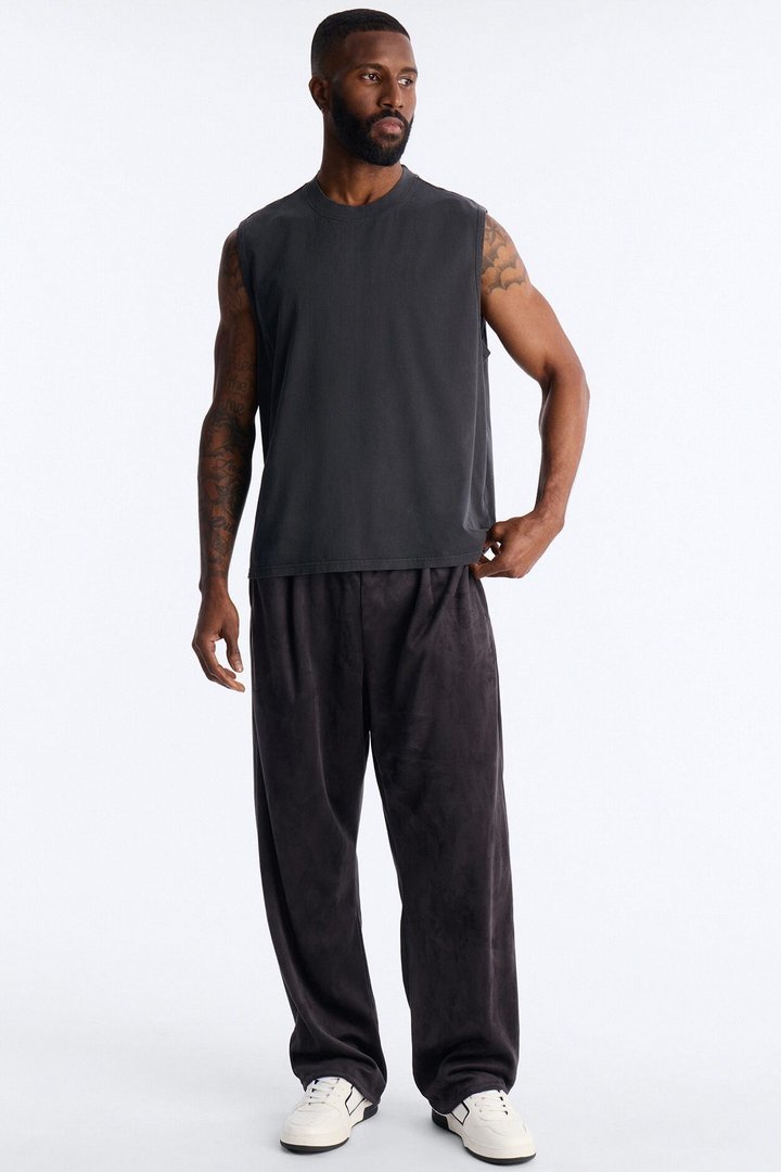 Cropped Muscle Tee - Black Wash