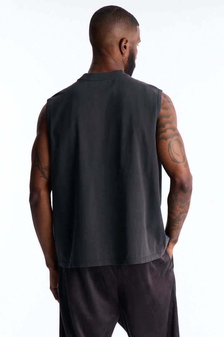 Cropped Muscle Tee - Black Wash
