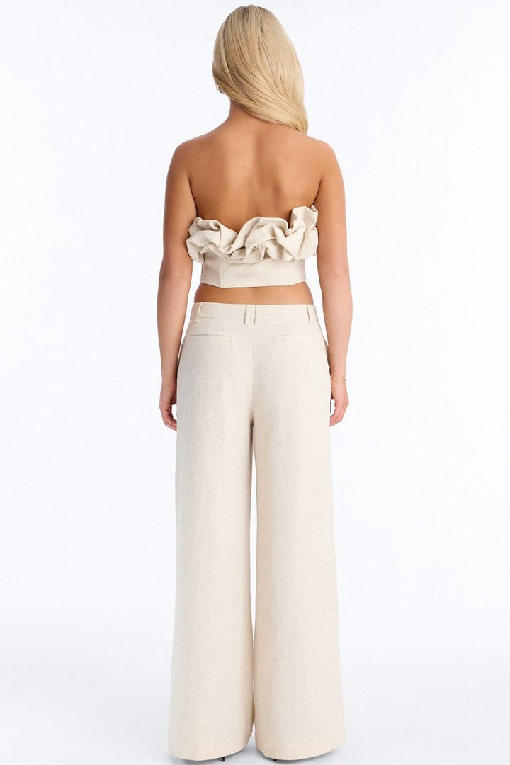 Linen Bloom Corset Top - Natural