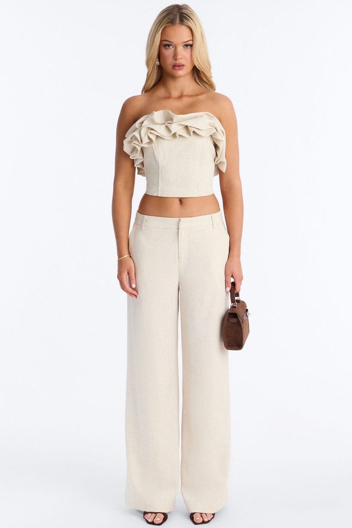 Linen Bloom Corset Top - Natural