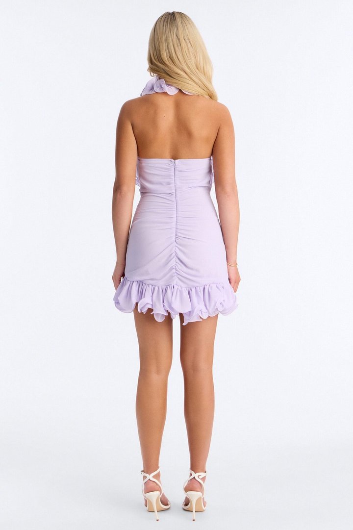 Spring Breeze Ruffle Chiffon Mini Dress - Lavender
