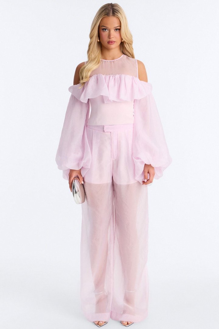 Blossom Organza Long Sleeve Top - Light Pink