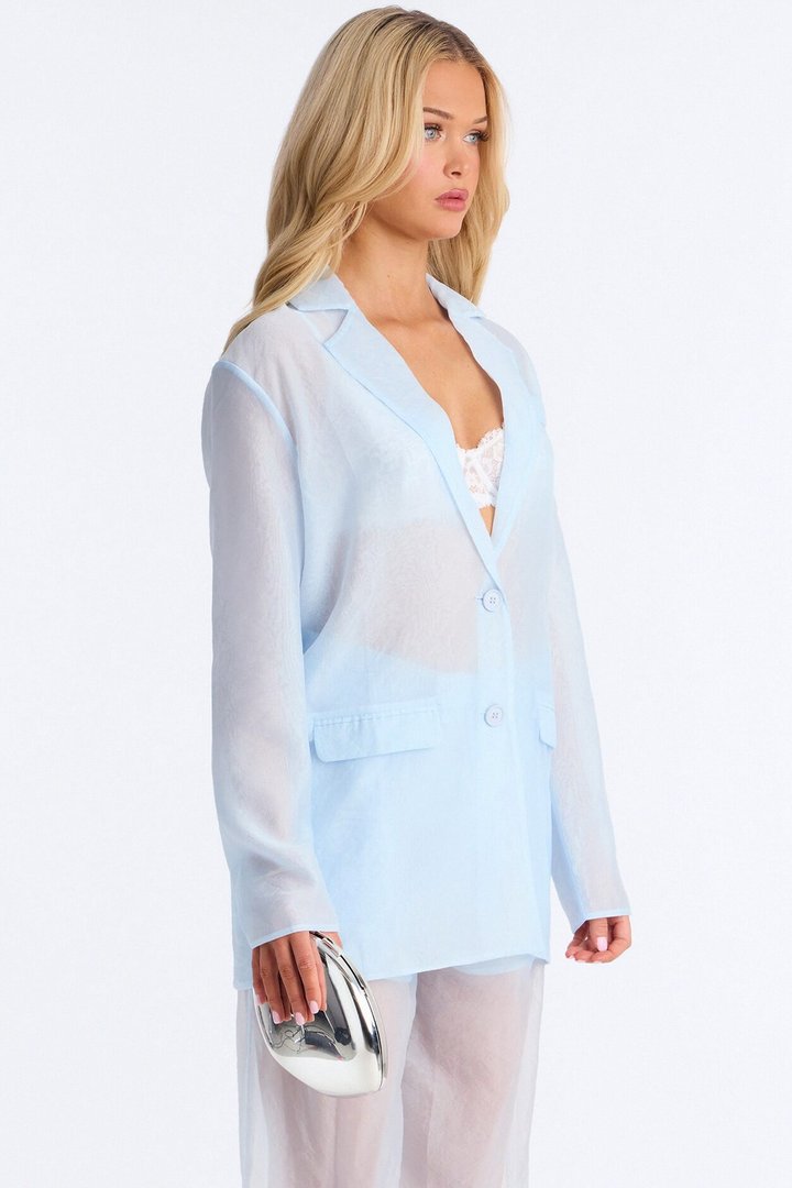 Blossom Organza Blazer - Light Blue