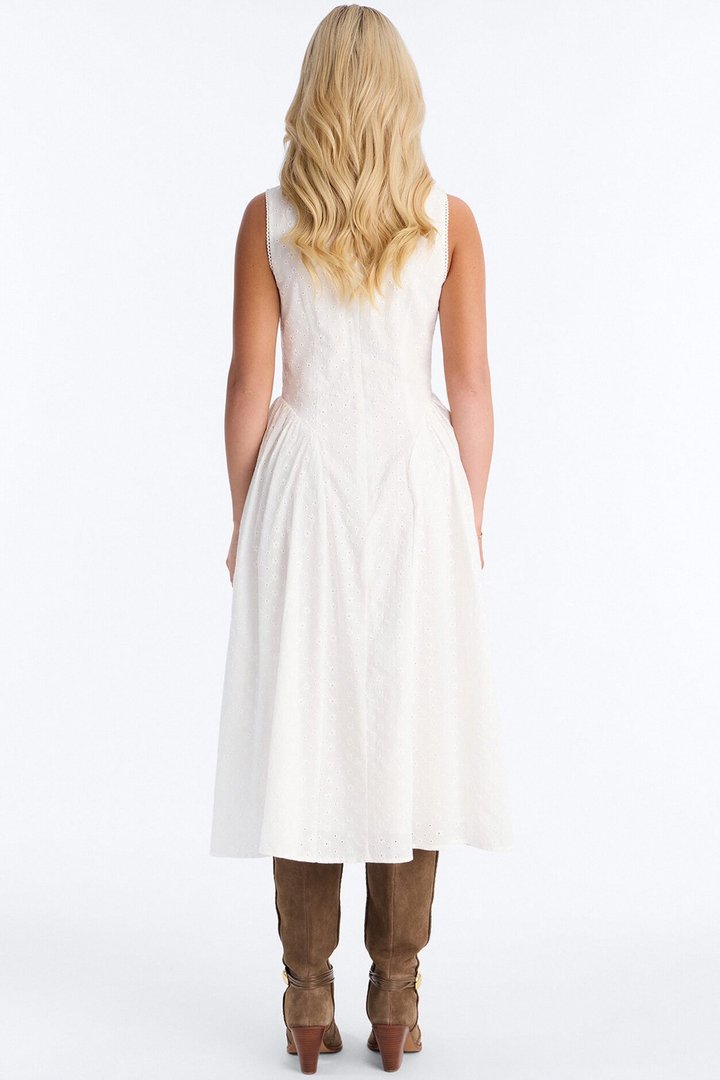 Sweet Pea Eyelet Midi Dress - White