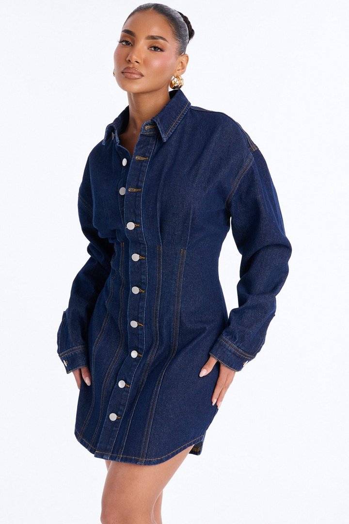 Alessandra Denim Mini Dress - Dark Wash