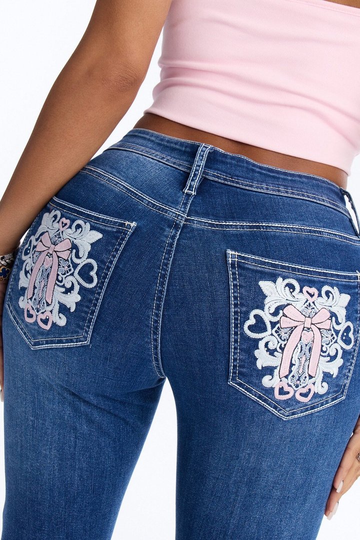 Angel Approved Embellished Bootcut Jeans - Dark Wash
