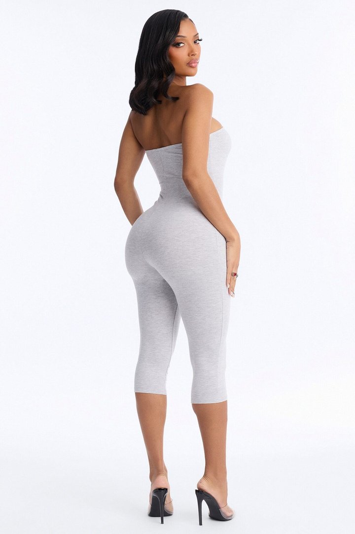 Sienna Strapless Capri Jumpsuit - Grey