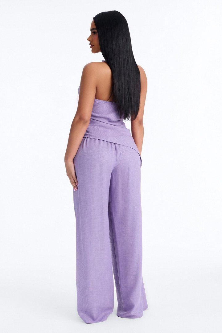Irene Halter Asymmetrical Pant Set - Purple