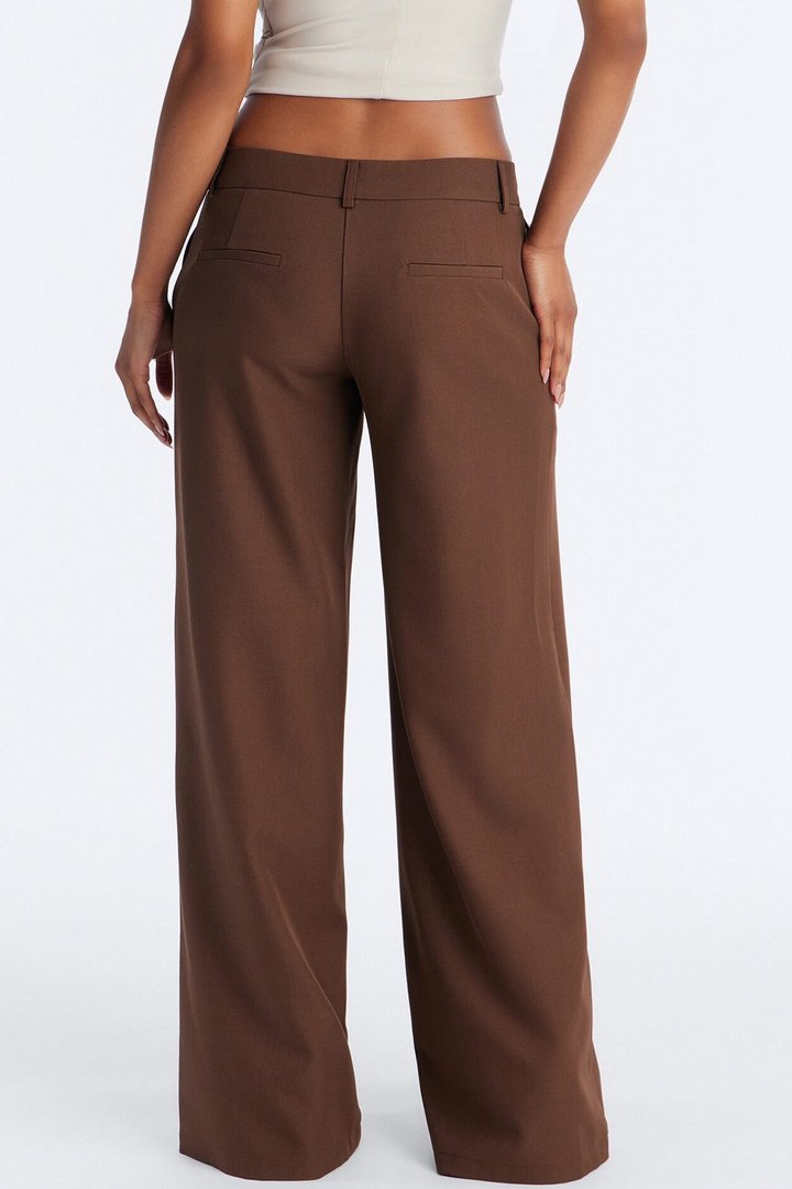 The Perfect Low Rise Wide Leg Trouser Pant 33″ - Chocolate