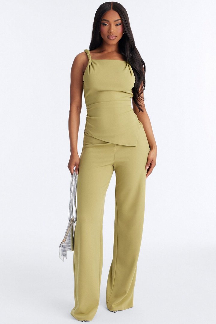 Strong Feelings Asymmetrical Pant Set - Green