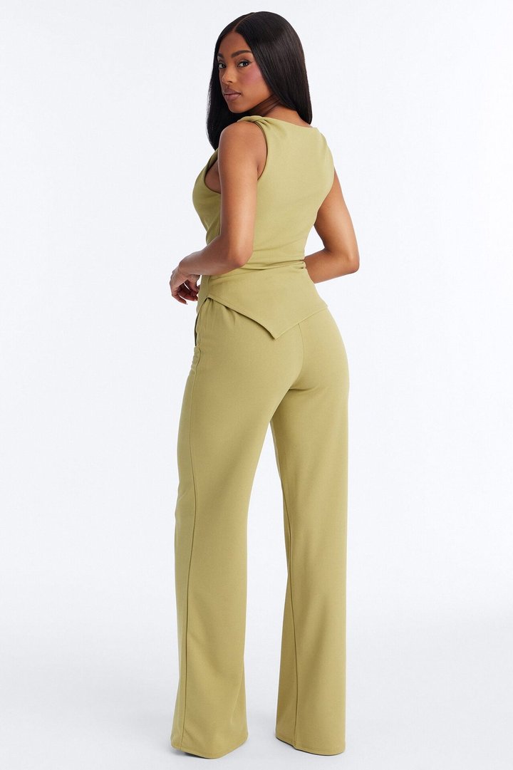 Strong Feelings Asymmetrical Pant Set - Green