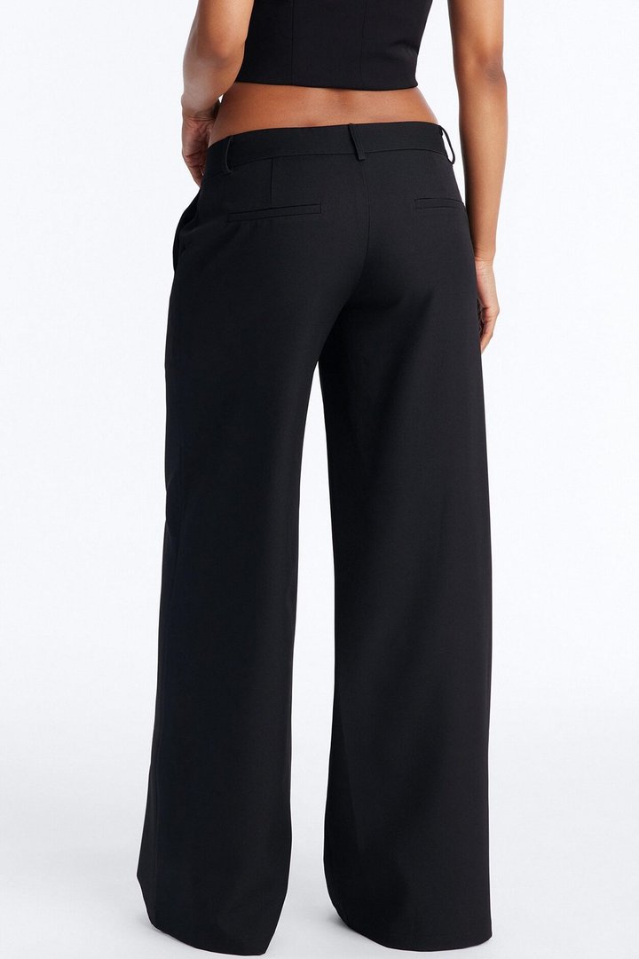 The Perfect Low Rise Wide Leg Trouser Pant 33″ - Black