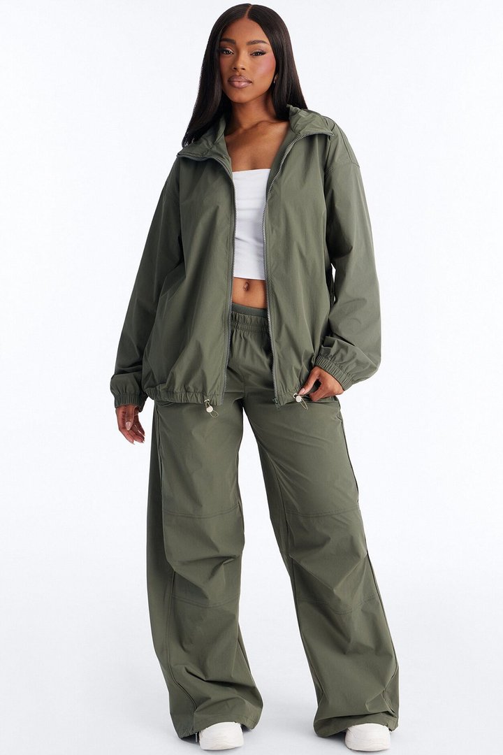 Keep It Moving Windbreaker Lounge Jacket - Olive