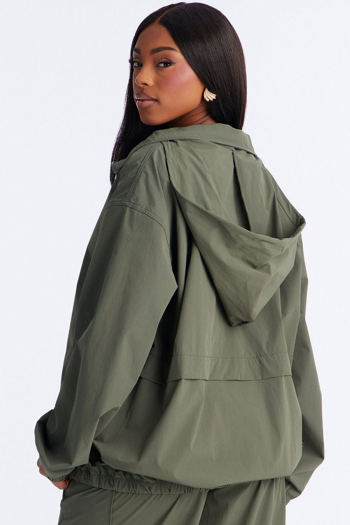 Keep It Moving Windbreaker Lounge Jacket - Olive