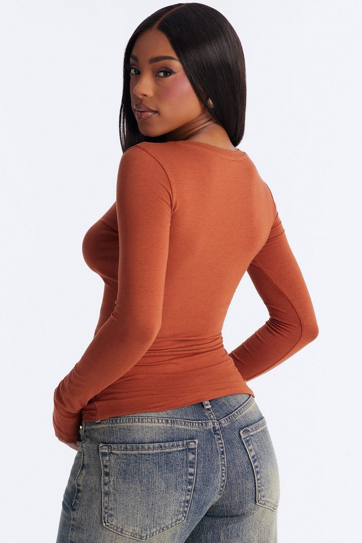 Julia Long Sleeve Top - Rust