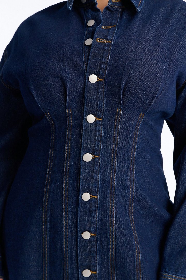 Alessandra Denim Mini Dress - Dark Wash