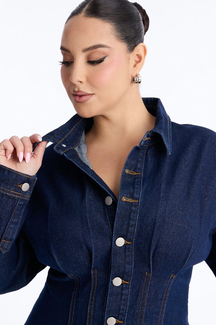 Alessandra Denim Mini Dress - Dark Wash