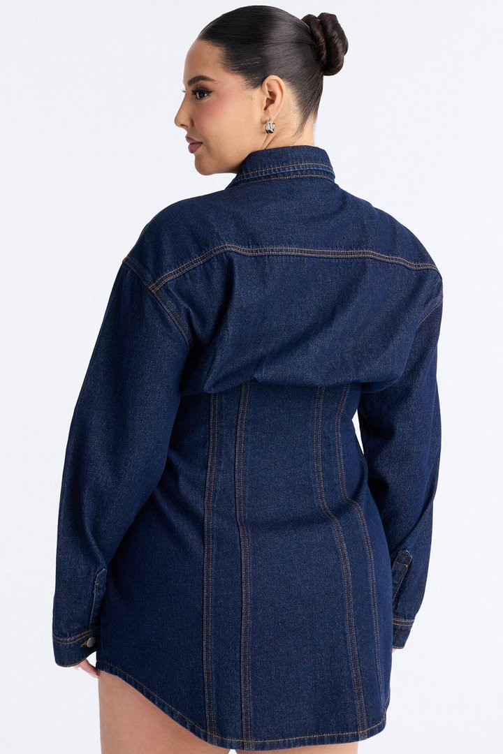Alessandra Denim Mini Dress - Dark Wash