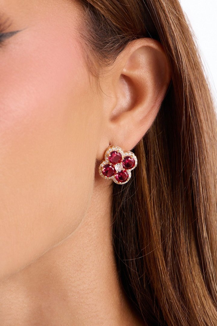 Soft Clover Earrings - Gold/Pink