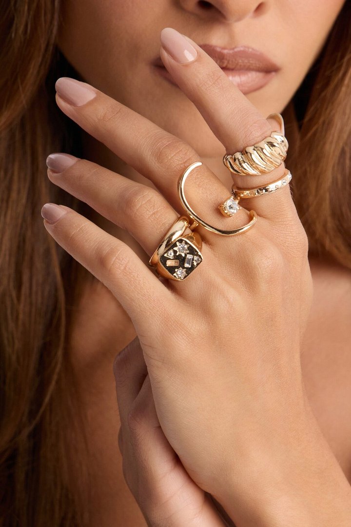 Dare Me 5 Piece Ring Set - Gold