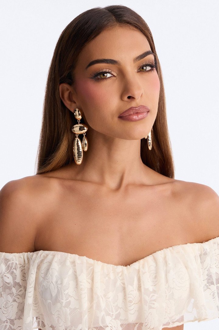 Zia Hardware Drop Earrings - Gold