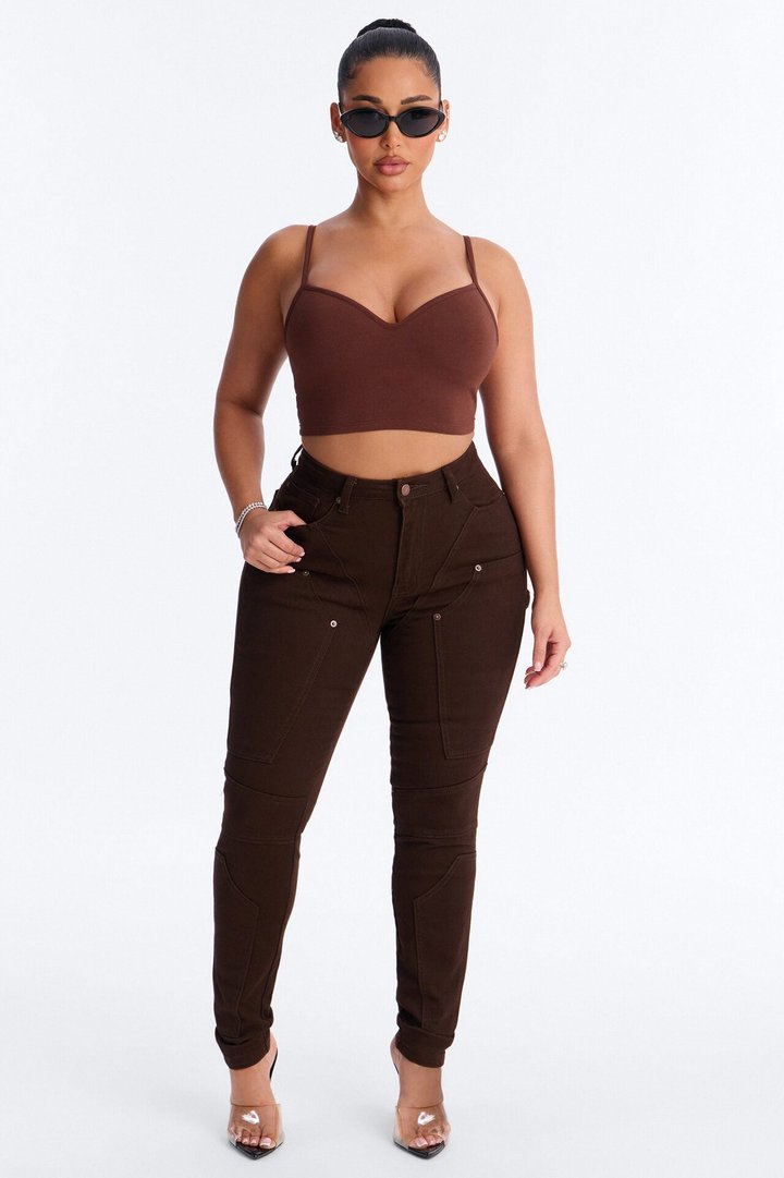 Maya Sweetheart Neck Padded Cami - Brown